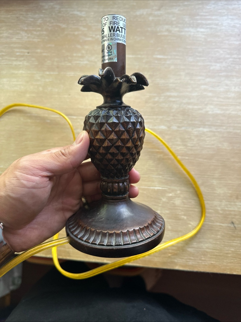 Tropical Pineapple Mini Accent Lamp Heavy Resin Distressed Bronze Finish